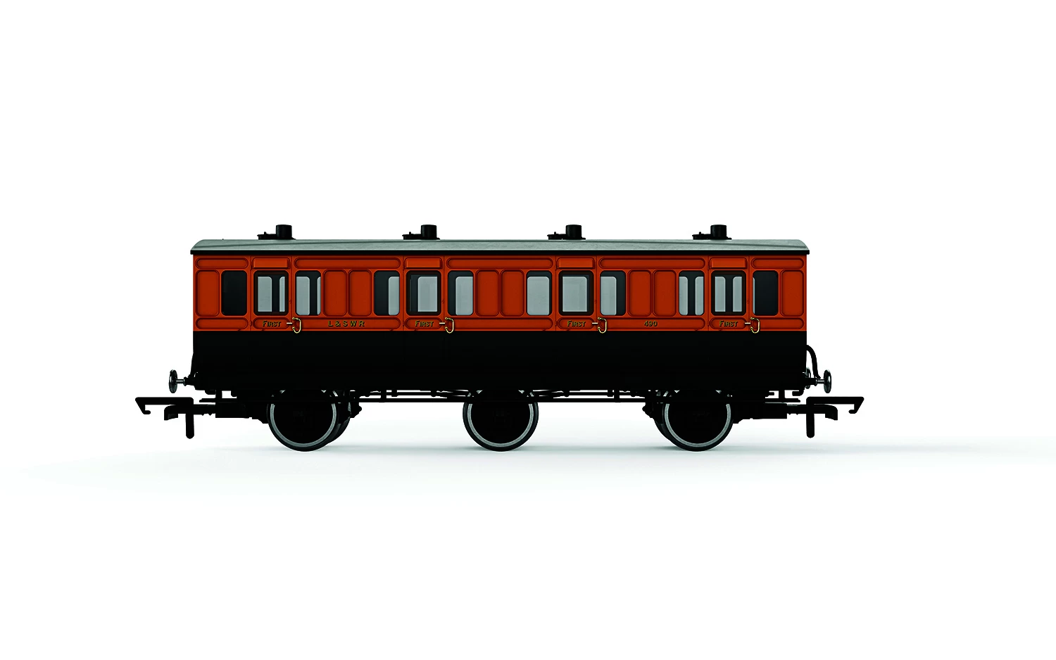 Hornby OO LSWR, 6 Wheel Coach, 1st Class, 490 - Era 2 1 Hornby OO LSWR, 6 Wheel Coach, 1st Class, 490 - Era 2