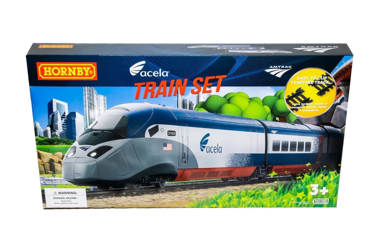 Hornby HR1400 Amtrak Acela Express HO Gauge Battery Powered Toy Train Set 1 Hornby HR1400 Amtrak Acela Express HO Gauge Battery Powered Toy Train Set