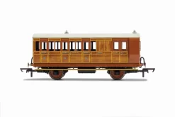 Hornby R40106 GNR, 4 Wheel Coach, Brake 3rd Class, Fitted Lights, 399 – Era 2