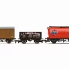 Hornby R60048 RailRoad Triple Wagon Pack, Mixed Wagons With Box Van – Era 3